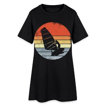 Vintage Windsurfer Skizze - Frauen T-Shirt-Kleid - Schwarz - Vorne