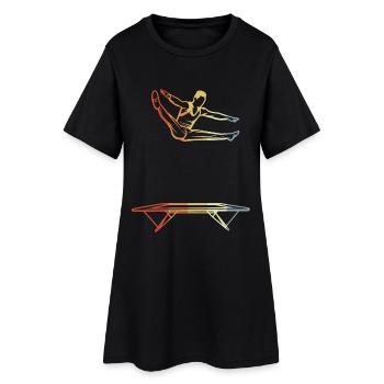 Lustiger Trampolin Junge - Frauen T-Shirt-Kleid - Schwarz - Vorne