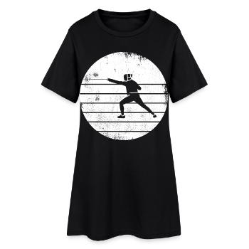 Fechter Zeichnung - Frauen T-Shirt-Kleid - Schwarz - Vorne