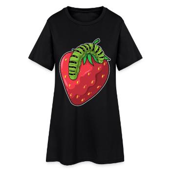 Fraise chenille - Robe T-shirt Femme - noir - Devant