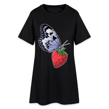 Fraise papillon - Robe T-shirt Femme - noir - Devant