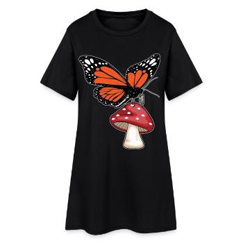 Champignon papillon - Robe T-shirt Femme - noir - Devant