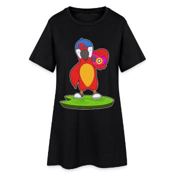 Papagei Ghettoblaster Musik - Frauen T-Shirt-Kleid - Schwarz - Vorne