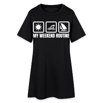 Ma routine du week-end - Robe T-shirt Femme - noir - Devant