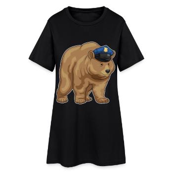 Bär Polizist Polizeimütze Polizei - Frauen T-Shirt-Kleid - Schwarz - Vorne