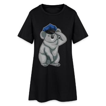 Koala Polizist Polizeimütze Polizei - Frauen T-Shirt-Kleid - Schwarz - Vorne
