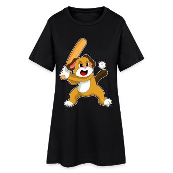 Dog Baseball Baseball Bats - Women’s T-Shirt Dress - black - Front