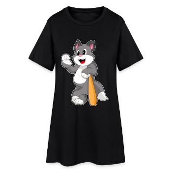 Battes de baseball de baseball pour chats - Robe T-shirt Femme - noir - Devant