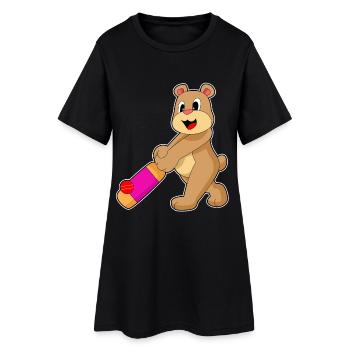 Ours Cricket Battes de cricket - Robe T-shirt Femme - noir - Devant