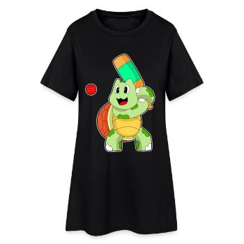 Turtle Cricket Cricket Bats - Women’s T-Shirt Dress - black - Front
