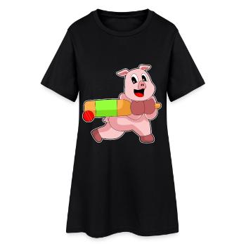 Porc Cricket Battes de cricket - Robe T-shirt Femme - noir - Devant
