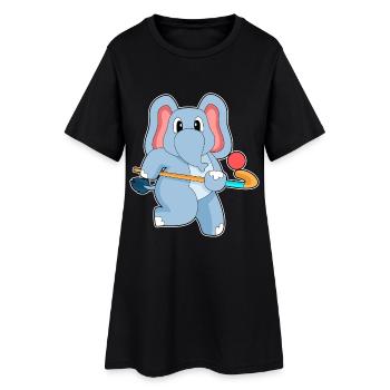 Éléphant de hockey sur gazon avec un bâton de hockey sur gazon - Robe T-shirt Femme - noir - Devant