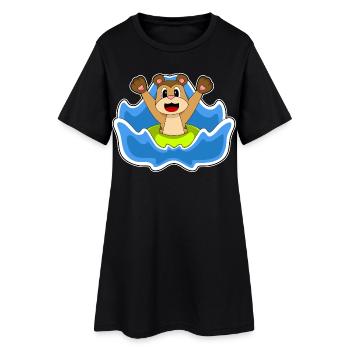 Été de la nage dans le ring de natation de suricate - Robe T-shirt Femme - noir - Devant