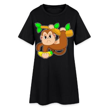 Bodybuilder Singe Bodybuilding avec haltères - Robe T-shirt Femme - noir - Devant
