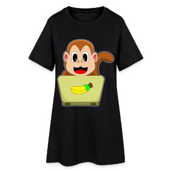 Ordinateur portable singe - Robe T-shirt Femme - noir - Devant