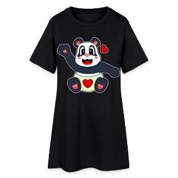 Couche pour bébé panda - Robe T-shirt Femme - noir - Devant