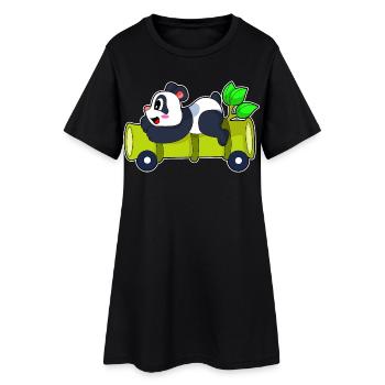 Panda Auto - Frauen T-Shirt-Kleid - Schwarz - Vorne