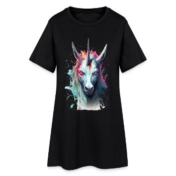 Evil Unicorn Head Unicorn Lover Gift - Women’s T-Shirt Dress - black - Front