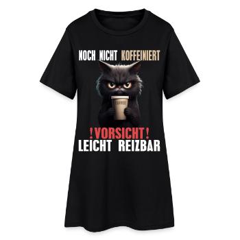 Kaffee Katze Nicht Koffeiniert - Leicht Reizbar - Frauen T-Shirt-Kleid - Schwarz - Vorne