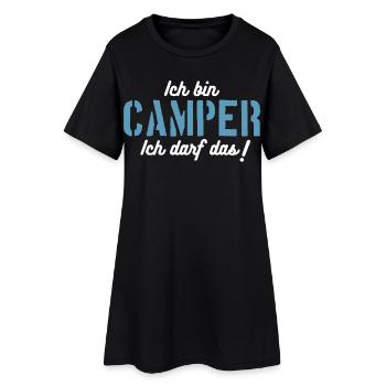 Ich bin Camper, ich darf das! - Frauen T-Shirt-Kleid - Schwarz - Vorne