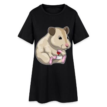 Hamster Gamer Controller - Frauen T-Shirt-Kleid - Schwarz - Vorne
