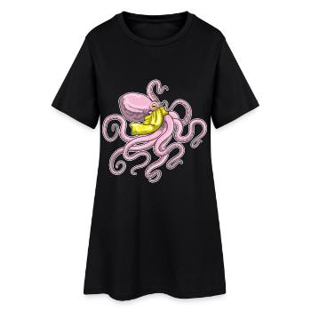 Echarpe de pieuvre - Robe T-shirt Femme - noir - Devant