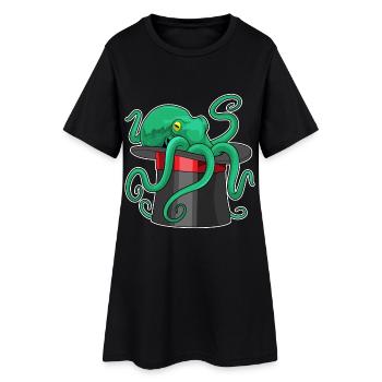 Octopus Wizard Cylinder - Women’s T-Shirt Dress - black - Front