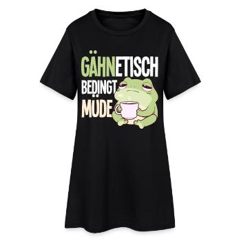 Gähntechnisch Bedingt Müde Frosch Morgenmuffel - Frauen T-Shirt-Kleid - Schwarz - Vorne