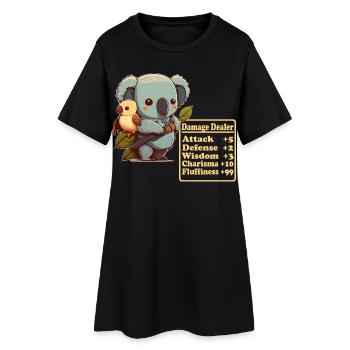 Koala mignon infligeant des dégâts avec des spectacles d’oiseaux - Robe T-shirt Femme - noir - Devant