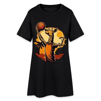 Giraffe playing basketball in the sun - Women’s T-Shirt Dress - black - Front