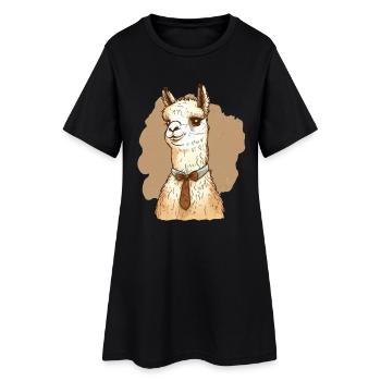Lama amical avec un nœud papillon autour du cou - Robe T-shirt Femme - noir - Devant