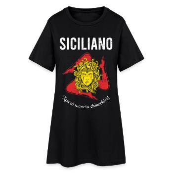 Non ni manciu chiacchiri! Trinacria Sizilianer - Frauen T-Shirt-Kleid - Schwarz - Vorne