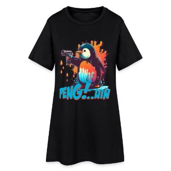Stylo.. Guin Penguin avec pistolet - Robe T-shirt Femme - noir - Devant