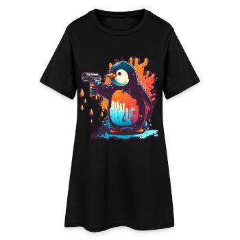 Penguin with pulled kolt - Women’s T-Shirt Dress - black - Front