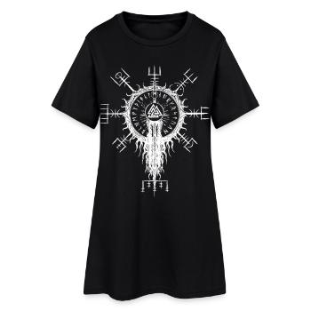 Vegvisir Viking Runes Compas Wotan’s Knot - Robe T-shirt Femme - noir - Devant