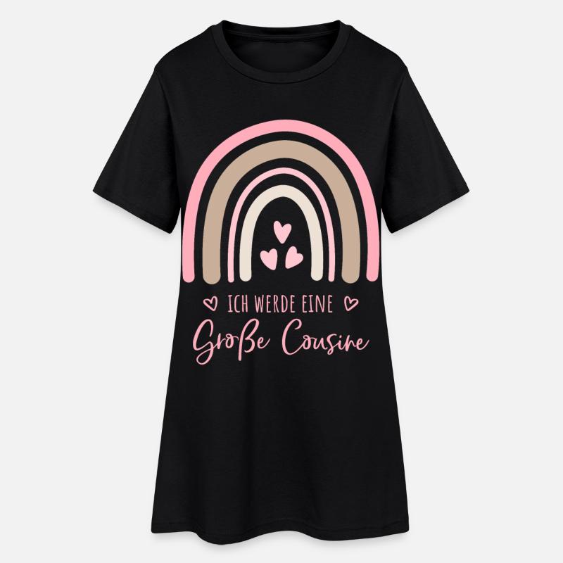 Ich werde eine große Cousine Boho Regenbogen - Frauen T-Shirt-Kleid - Schwarz