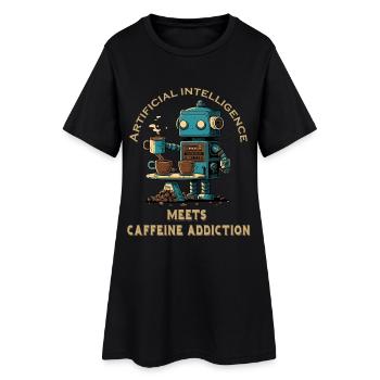 L’intelligence artificielle rencontre la dépendance au café - Robe T-shirt Femme - noir - Devant