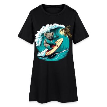 Koala s’amuse à surfer - Robe T-shirt Femme - noir - Devant