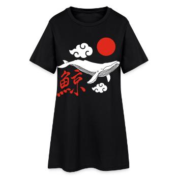 Baleine blanche et soleil rouge - Robe T-shirt Femme - noir - Devant