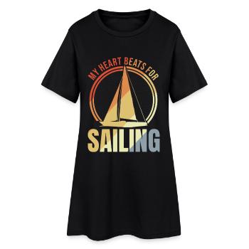 Mon cœur bat pour la voile - Robe T-shirt Femme - noir - Devant