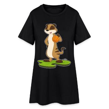 Meerkat Basketball Player Basketball - Women’s T-Shirt Dress - black - Front