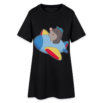 Avion Taupe - Robe T-shirt Femme - noir - Devant