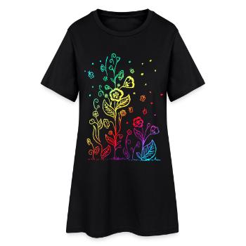flower - Frauen T-Shirt-Kleid - Schwarz - Vorne