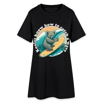 Catch a wave Koalabaer - Frauen T-Shirt-Kleid - Schwarz - Vorne