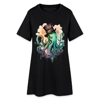 Octophus avec cylindre - Robe T-shirt Femme - noir - Devant
