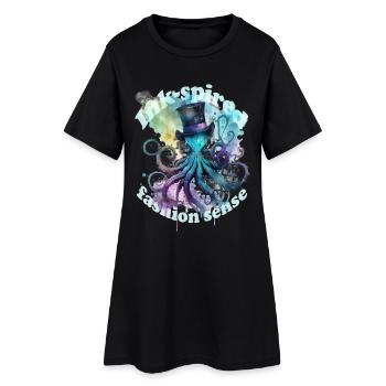 Sens de la mode Octophus avec chapeau haut de forme - Robe T-shirt Femme - noir - Devant