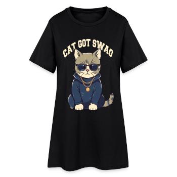 Got Swag Katze mit Sonnenbrille - Frauen T-Shirt-Kleid - Schwarz - Vorne