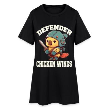 Chick in knight's armor chicken wings - Women’s T-Shirt Dress - black - Front