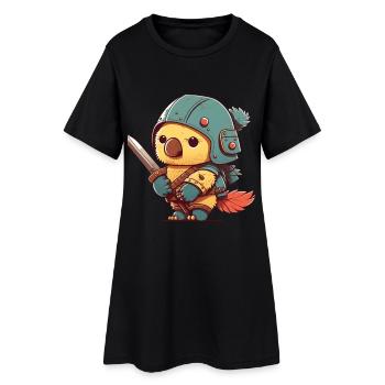 Oiseau en tenue de guerrier - Robe T-shirt Femme - noir - Devant