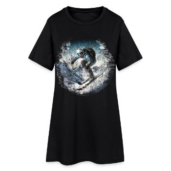 Ski Vintage Freeride / Skieur Futuriste - Robe T-shirt Femme - noir - Devant
